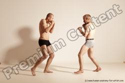 Underwear Martial art Man - Man White Moving poses Slim Short Blond Dynamic poses Academic